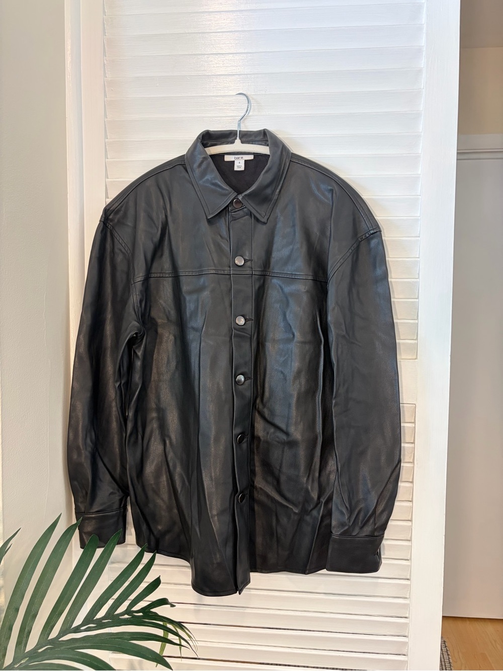 Bar III Black Lightweight Faux Leather Shirt Jacket